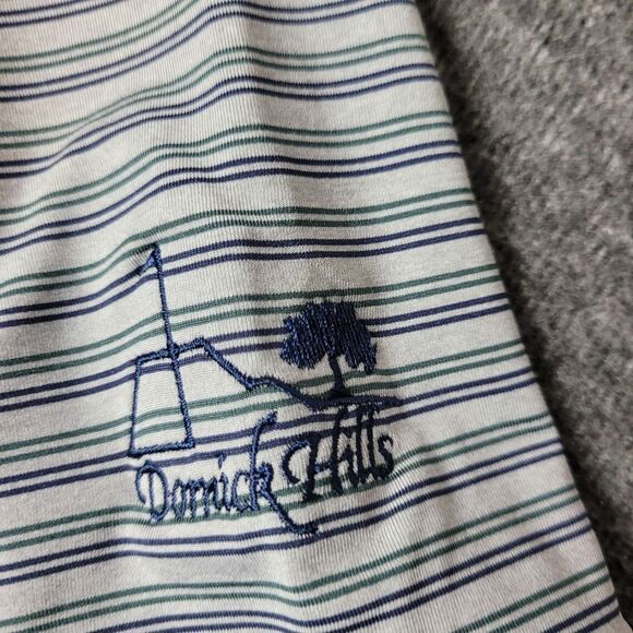 Peter Millar Summer Comfort Mens Golf Polo Sz 2XL Gray Striped Club Embroidered - Picture 5 of 11